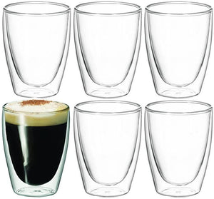 Double Wall Glass Cups 6 Piece Set, 250ml - Coffees Are Us